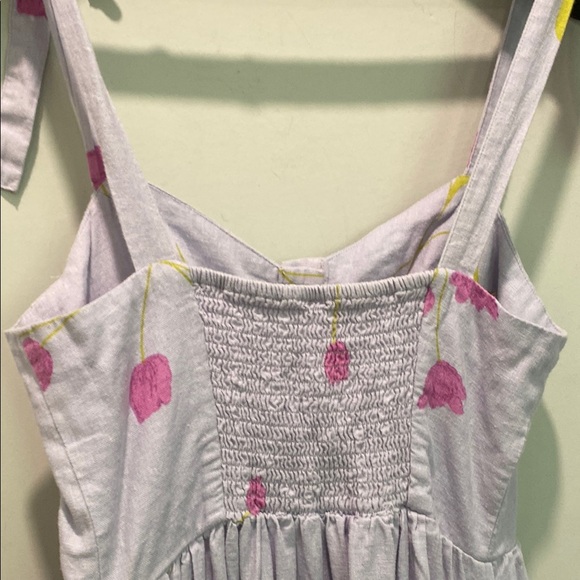 Urban Outfitters Linen Dress Midi Floral Print Dress Size Medium - Picture 8 of 16